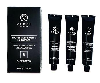 Профессиональная мужская краска для волос REBEL BARBER Dark Brown (3) 3 х 40 мл 