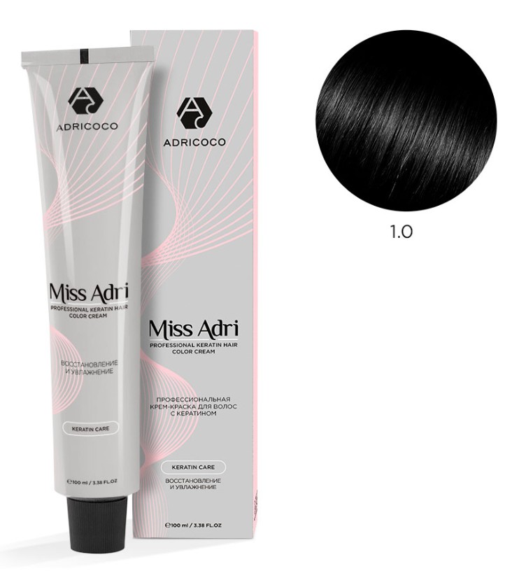 Крем-краска для волос ADRICOCO Miss Adri оттенок 1.0 Черный 100 мл 