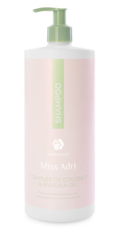 Восстанавливающий шампунь для волос ADRICOCO Miss Adri Complex of coconut & marula oil,1000 мл 